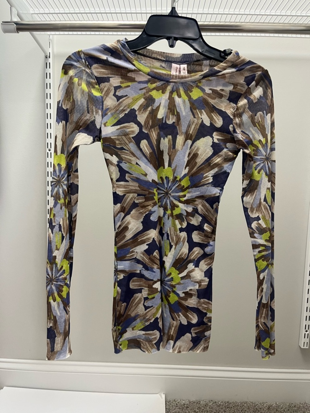 Sweet Pea Long Sleeve Floral Brushstroke Top - Navy, Brown, Olive, Light Blue
